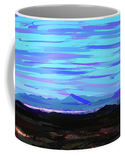 Oil On Canvas Coffee Mug featuring the digital art Canary Islands Volcanoes, Abstract Oil Painting ca 2020 by Ahmet Asar by Celestial Images