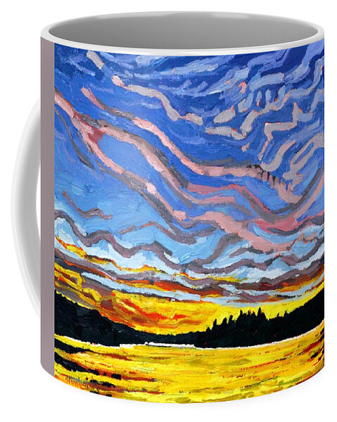 2217 Coffee Mug featuring the painting Canine Cove Cirrus Sunset by Phil Chadwick