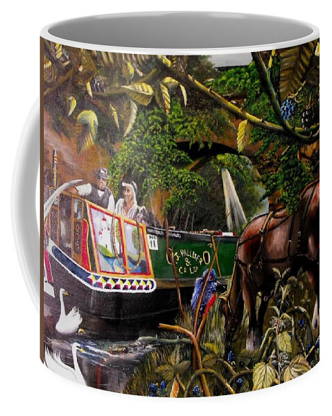 Cannal Art Coffee Mug featuring the painting cannal Boat by John Palliser