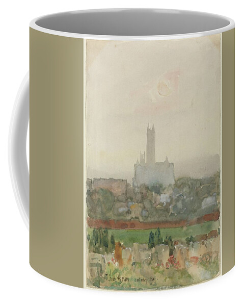 Canterbury Cathedral 1889 Childe Hassam Sketch Coffee Mug featuring the painting Canterbury Cathedral 1889 Childe Hassam by MotionAge Designs
