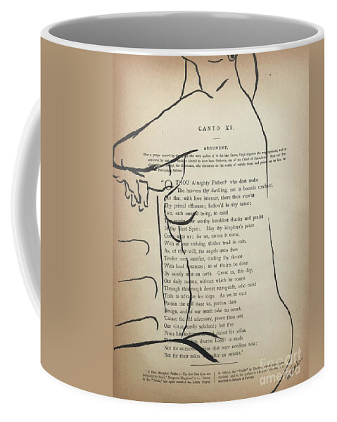 Sumi Ink Coffee Mug featuring the drawing Canto XI by M Bellavia