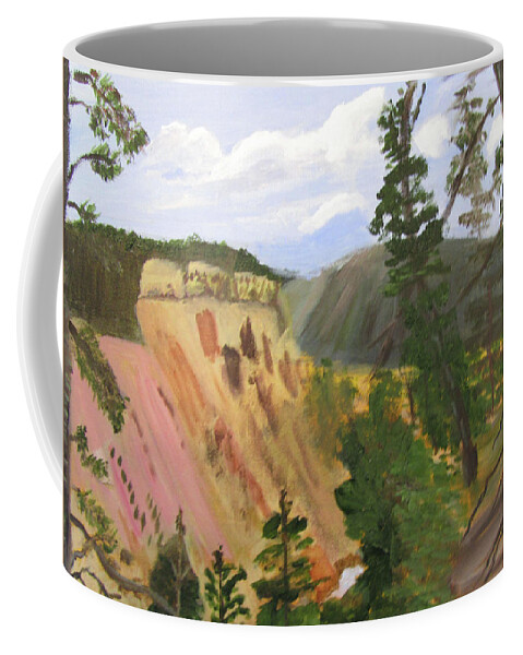 Yellowstone Coffee Mug featuring the painting Canyon Colors2 by Linda Feinberg