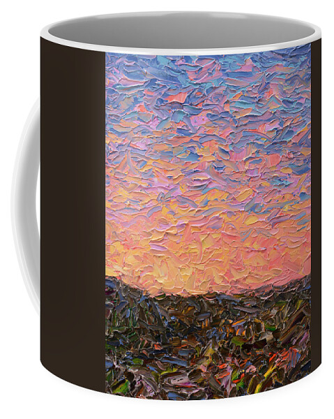 Arroyo Coffee Mug featuring the painting Canyon Sunset by James W Johnson