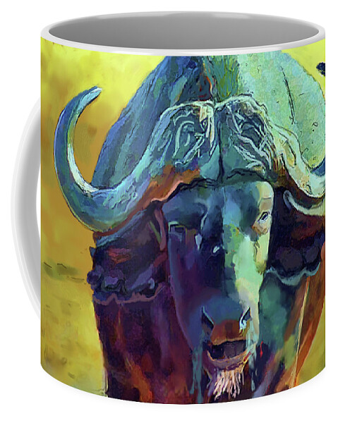 Bull Coffee Mug featuring the painting Cape Buffalo Bull by Joel Smith