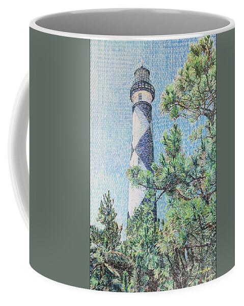 Coastal Art Coffee Mug featuring the painting Cape Lookout Lighthouse by Tommy Midyette