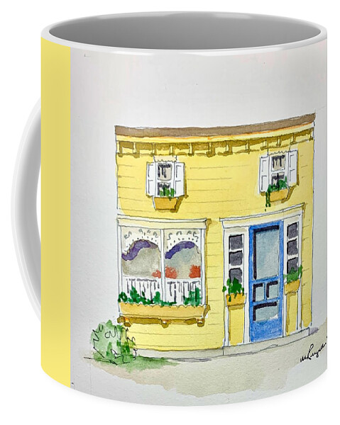 Watercolor Coffee Mug featuring the painting Cape May Cafe by William Renzulli