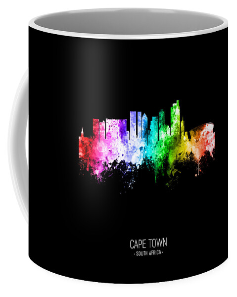 Cape Town Coffee Mug featuring the digital art Cape Town South Africa Skyline #88 by Michael Tompsett
