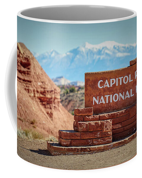 Utah Coffee Mug featuring the photograph Capitol Reef Sign by Paul Freidlund