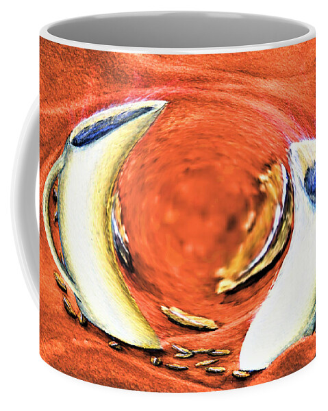 Abstract Coffee Mug featuring the digital art Cappuccino Tango - Orange by Ronald Mills