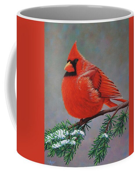 Cardinal Coffee Mug featuring the painting Cardinal No.3 by Cheryl Fecht