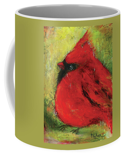 Cardinal Coffee Mug featuring the painting Cardinal by Patricia Lintner