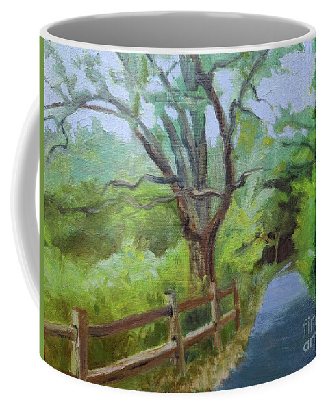 Landscape Coffee Mug featuring the painting Carleton Arb Path by Barbara Oertli