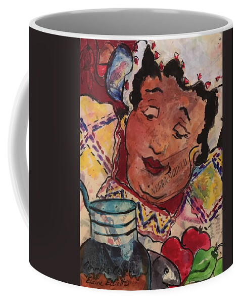 Southwest Cooking Coffee Mug featuring the painting Carmens Ceviche by Elaine Elliott