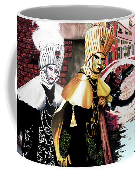 Carnival Coffee Mug featuring the painting Carnevale di Venezia -Prints of Oil Painting by Mary Grden