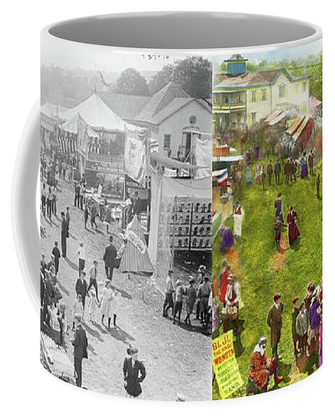 Self Coffee Mug featuring the photograph Carnival - Summer at the carnival 1900 - Side by Side by Mike Savad