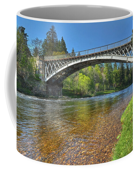 Carron Coffee Mug featuring the photograph The 1863 Carron Bridge Speyside Highland Scotland And The Whisky Coloured River by OBT Imaging