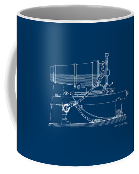 Sailing Vessels Coffee Mug featuring the drawing Carronade - blueprint by Panagiotis Mastrantonis
