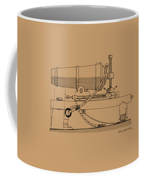 Sailing Vessels Coffee Mug featuring the drawing Carronade by Panagiotis Mastrantonis