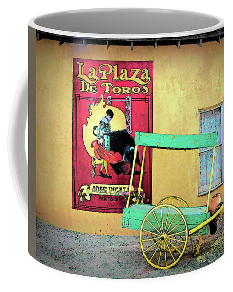 Poster Coffee Mug featuring the photograph Cart and Sign by Jerry Griffin