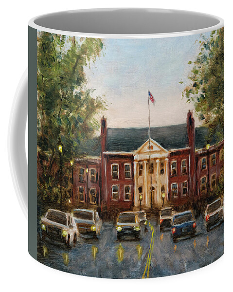 Cary Coffee Mug featuring the painting Cary Arts Center by Tesh Parekh