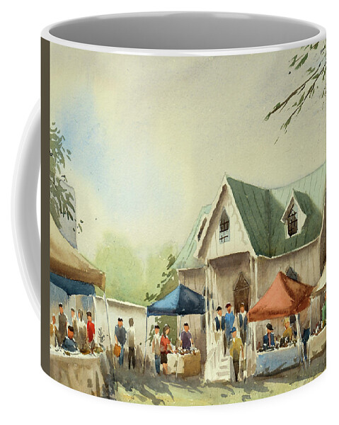 Cary Coffee Mug featuring the painting Cary Farmer's Market by Tesh Parekh