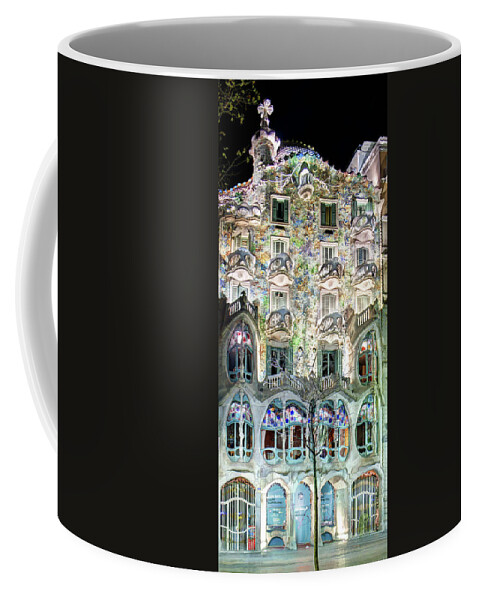 Casa Batllo Coffee Mug featuring the photograph Casa Batllo at night - Gaudi by Weston Westmoreland