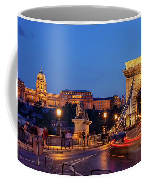 Budapest Coffee Mug featuring the photograph Castle And Chain Bridge in Budapest at Night by Artur Bogacki