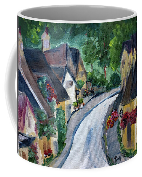 Castle Combe Coffee Mug featuring the painting Castle Combe view from Town Square by Roxy Rich