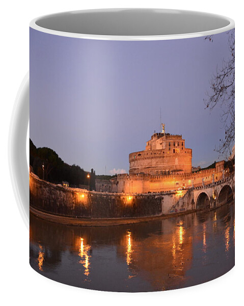 Castle Sant' Angelo Castle Of The Angels Coffee Mug featuring the photograph Castle Sant' Angelo, Roma at Night by Regina Muscarella