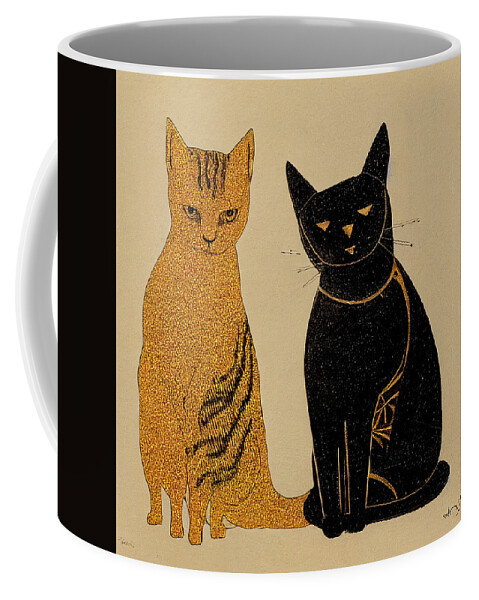 Castle Coffee Mug featuring the painting Cat And Dog Ink Sparkling Gold And Black 4fa03b37 44ee 4f5f 975a A9f7319a8ec3 by MotionAge Designs