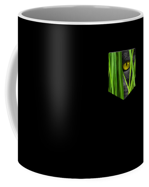 Funny Coffee Mug featuring the digital art Cat Pocket Grass by Flippin Sweet Gear