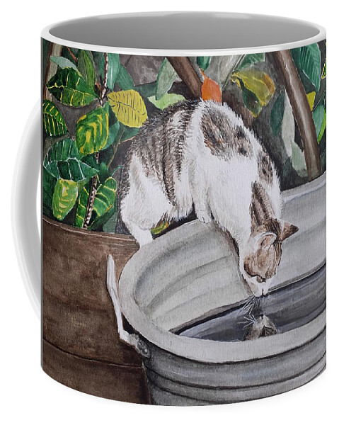 Cat Coffee Mug featuring the drawing Summer time by Carolina Prieto Moreno