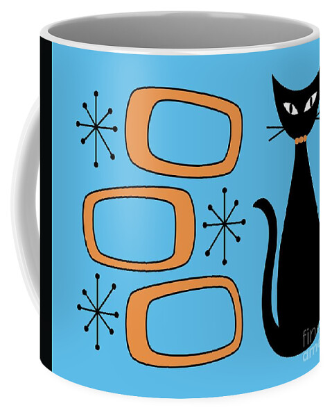 Black Cat Coffee Mug featuring the digital art Cat with Mid Century Modern Oblongs by Donna Mibus