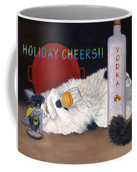 Karen Zuk Rosenblatt Art And Photography Coffee Mug featuring the painting Catatonic Holiday Card by Karen Zuk Rosenblatt