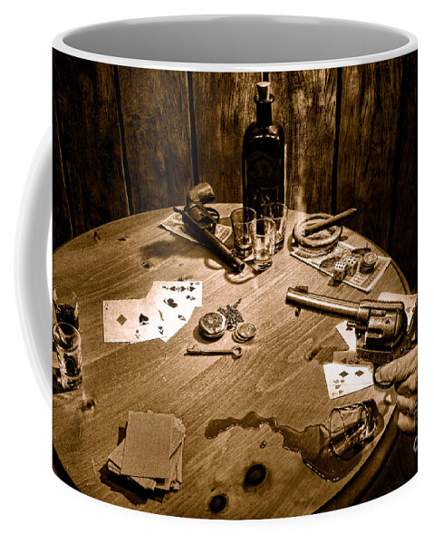 Antique Coffee Mug featuring the photograph Catching a Cheater -Sepia by Olivier Le Queinec