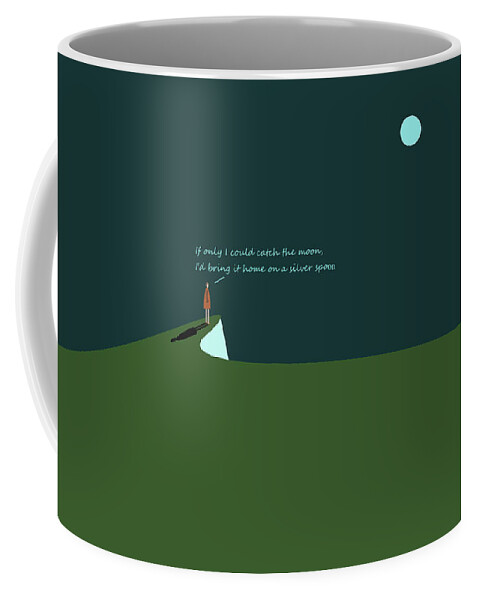 Moon Coffee Mug featuring the digital art Catching the moon by Fatline Graphic Art