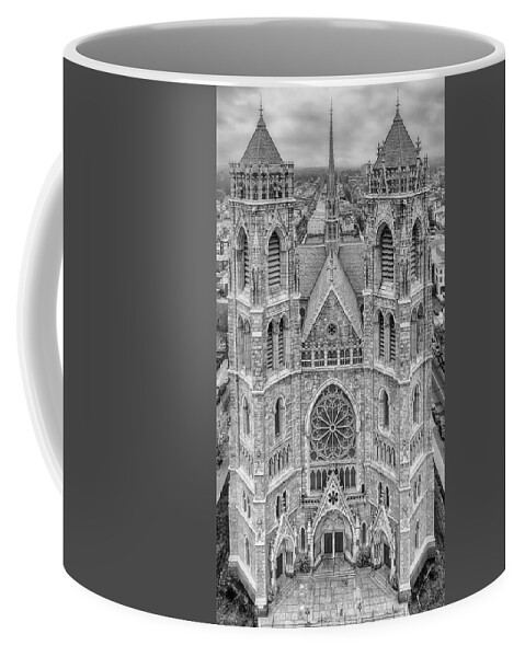Cathedral Basilica Of Sacred Heart Coffee Mug featuring the photograph Cathedral Basilica of Sacred Heart NJ BW by Susan Candelario