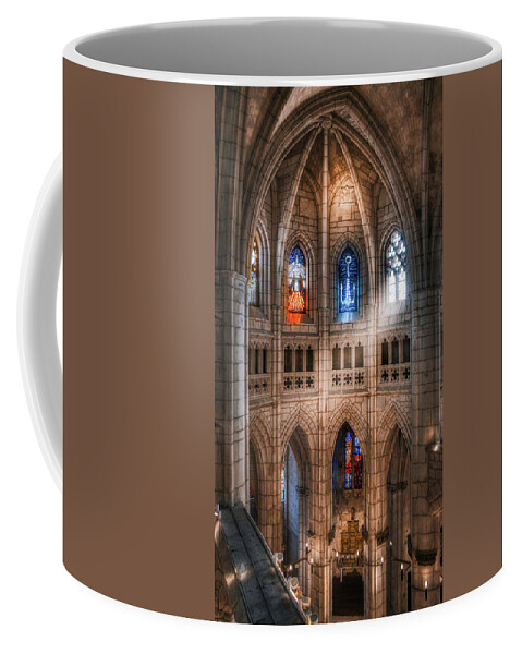 Cathedral Coffee Mug featuring the photograph Cathedral stained glass windows by Micah Offman