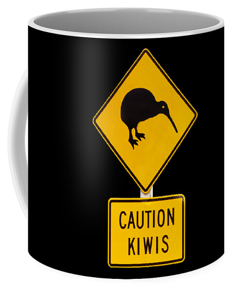 New Zealand Coffee Mug featuring the photograph Caution kiwis road sign by Delphimages Photo Creations