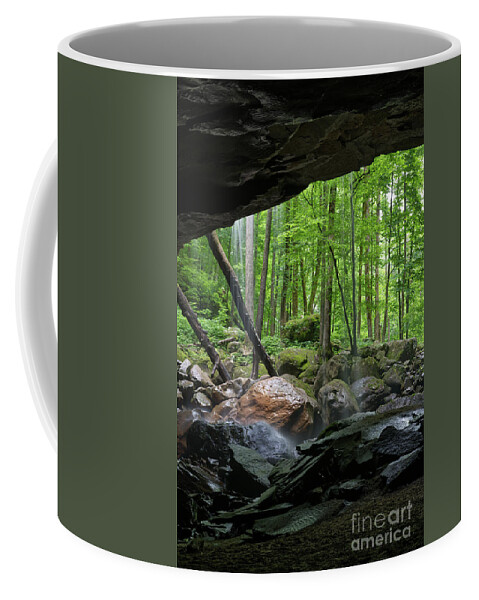 Big Laurel Falls Coffee Mug featuring the photograph Cave Behind Waterfall 2 by Phil Perkins
