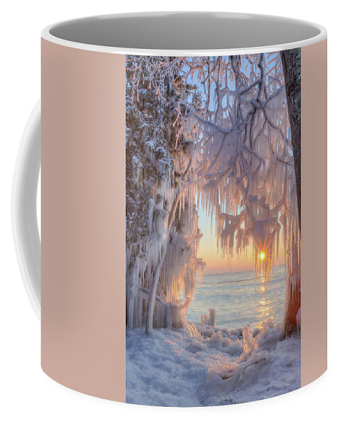 Door County Coffee Mug featuring the photograph Cave point Ice by Paul Schultz
