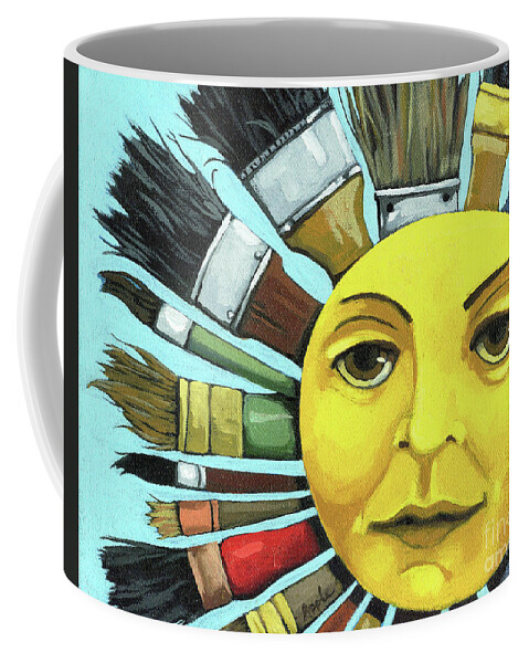 Cbs Sunday Morning Coffee Mug featuring the painting CBS Sunday Morning Sun Art by Linda Apple