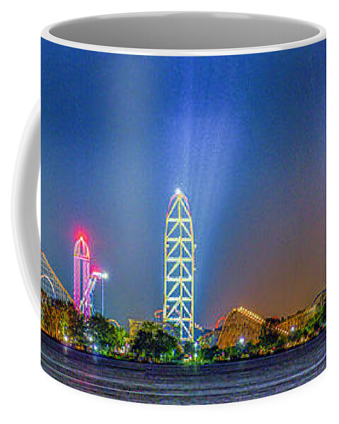 Cedar Point Coffee Mug featuring the photograph Cedar Point Amusement Park Sandusky Ohio Panoramic View by Dave Morgan