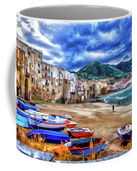 Italy Coffee Mug featuring the photograph Cefalu Waterfront by Monroe Payne