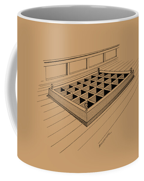 Sailing Vessels Coffee Mug featuring the drawing Ceiling of a cargo hold by Panagiotis Mastrantonis