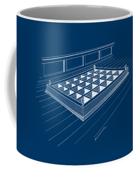 Sailing Vessels Coffee Mug featuring the drawing Ceiling of a cargo hold - blueprint by Panagiotis Mastrantonis