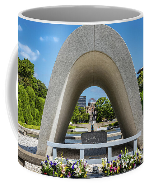 Memorial Coffee Mug featuring the photograph Cenotaph for the Hiroshima A-bomb victims by Lyl Dil Creations