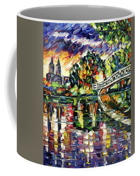 Park In New York Coffee Mug featuring the painting Central Park In The Evening Light by Mirek Kuzniar