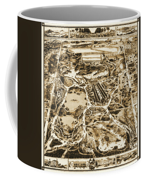 Central Park Coffee Mug featuring the photograph Central Park New York Historical Map 1860 Sepia by Carol Japp