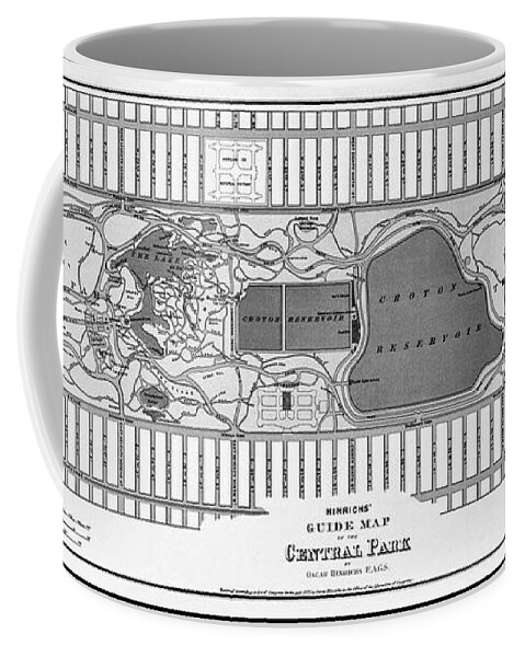 Central Park Coffee Mug featuring the photograph Central Park New York Vintage Map 1875 Black and White by Carol Japp